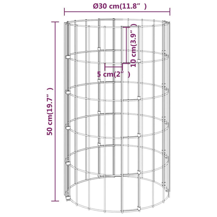 Strat înălțat gabion 3 buc. Ø30x50 cm oțel galvanizat circular - WALTI WALTI