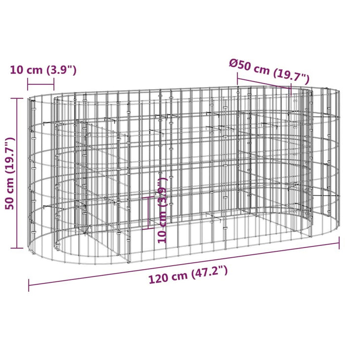 Strat înălțat gabion, 120x50x50 cm, fier galvanizat - WALTI WALTI