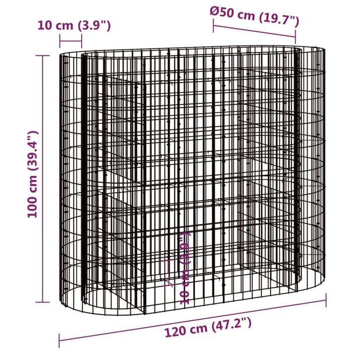 Strat înălțat gabion, 120x50x100 cm, fier galvanizat - WALTI WALTI