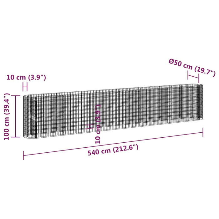 Strat înălțat gabion, 540x50x100 cm, fier galvanizat - WALTI WALTI