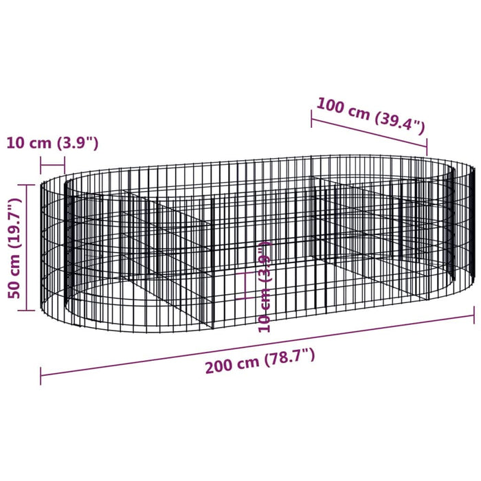 Strat înălțat gabion, 200x100x50 cm, fier galvanizat - WALTI WALTI