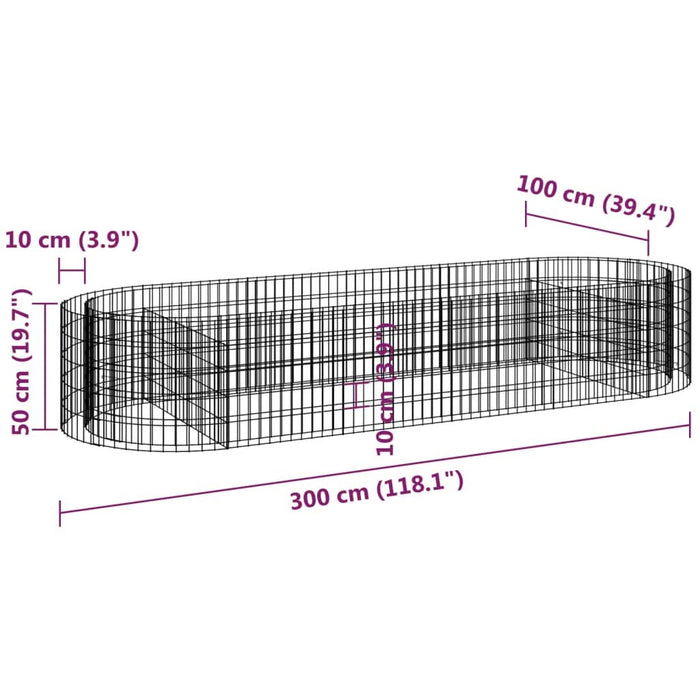 Strat înălțat gabion, 300x100x50 cm, fier galvanizat - WALTI WALTI