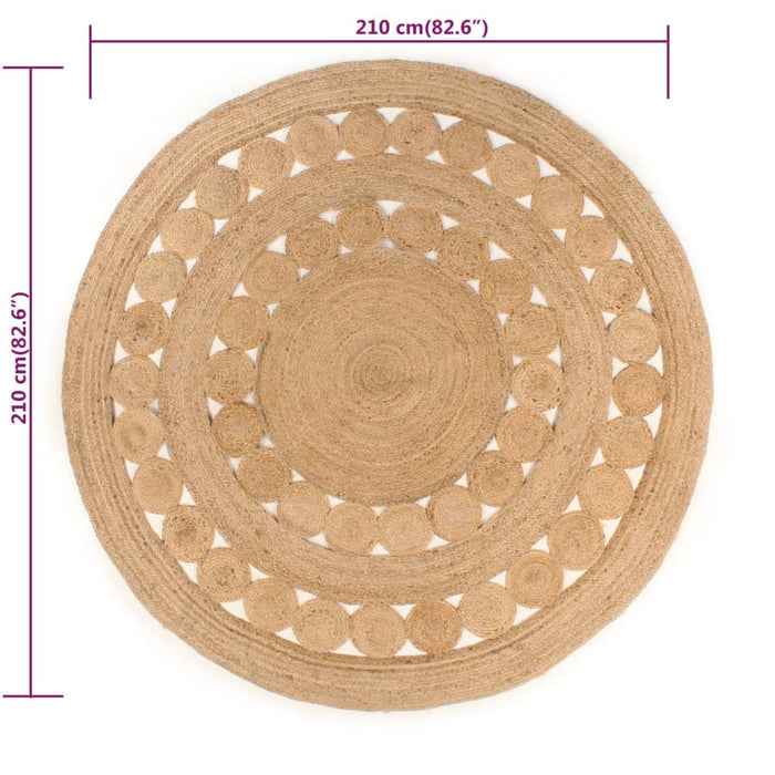 Covor din iută cu design împletit, 210 cm, rotund WALTI