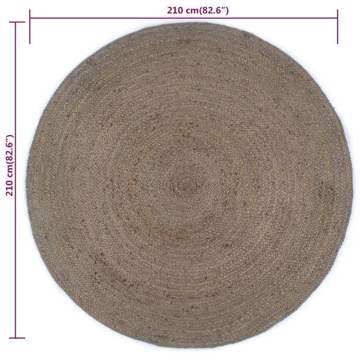 Covor lucrat manual, gri, 210 cm, iută, rotund WALTI