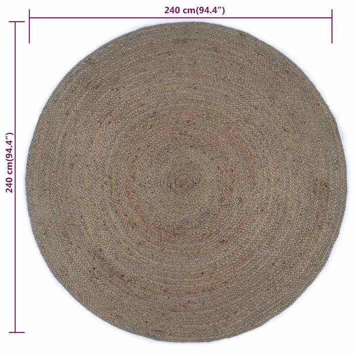 Covor lucrat manual, gri, 240 cm, iută, rotund - WALTI WALTI