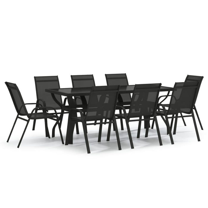 Set mobilier de grădină, 9 piese, negru WALTI