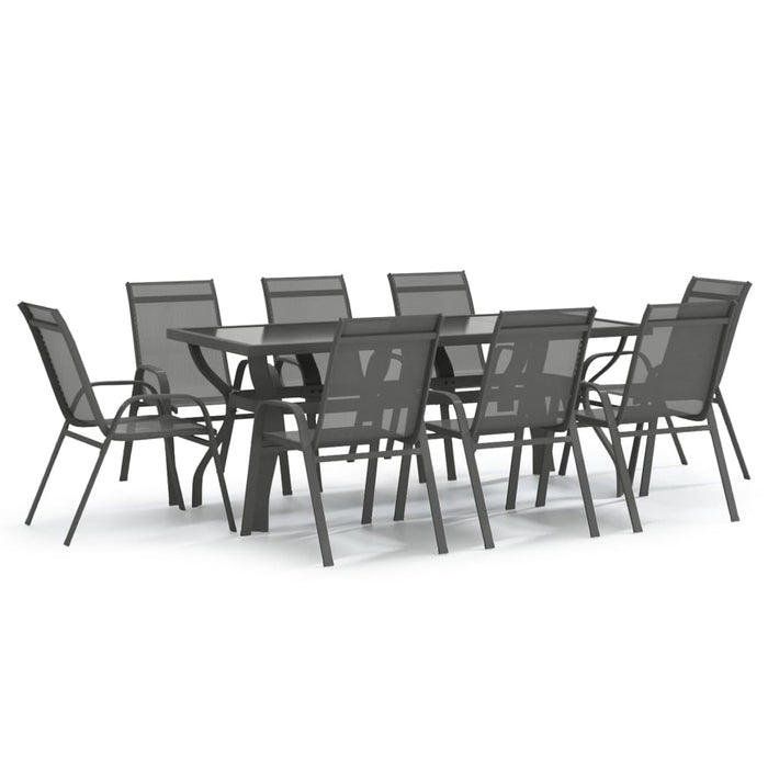 Set de servit masa pentru grădină, 9 piese, gri și negru WALTI