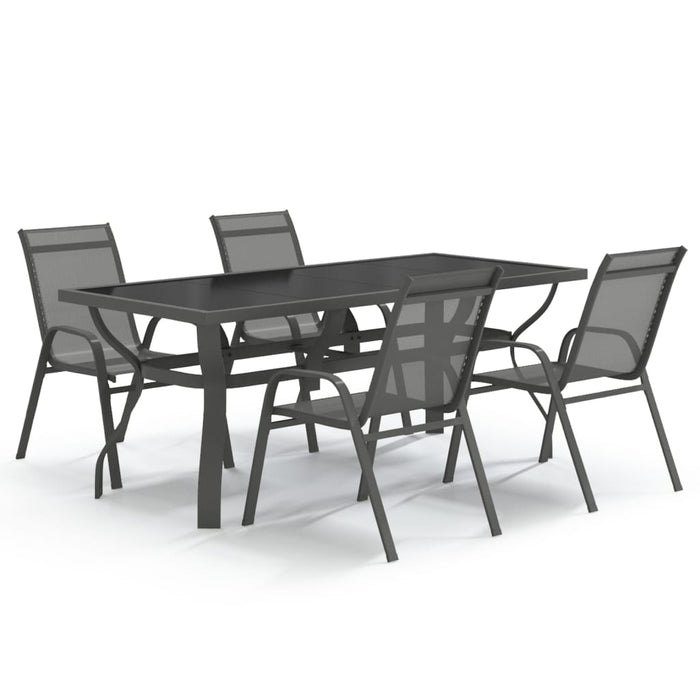 Set de servit masa pentru grădină, 5 piese, gri și negru WALTI