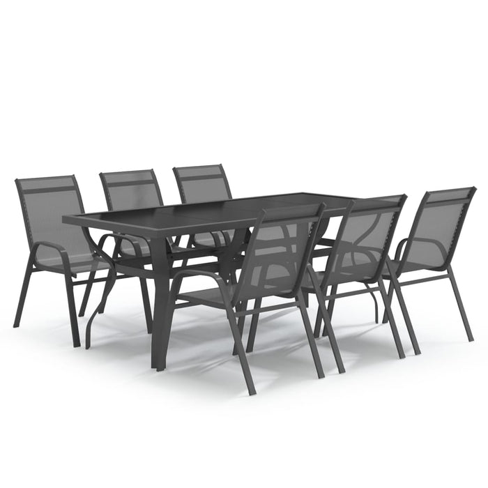 Set de servit masa pentru grădină, 7 piese, gri și negru WALTI