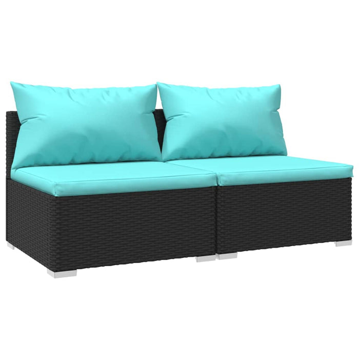 Set mobilier de grădină cu perne, 2 piese, negru, poliratan - WALTI WALTI
