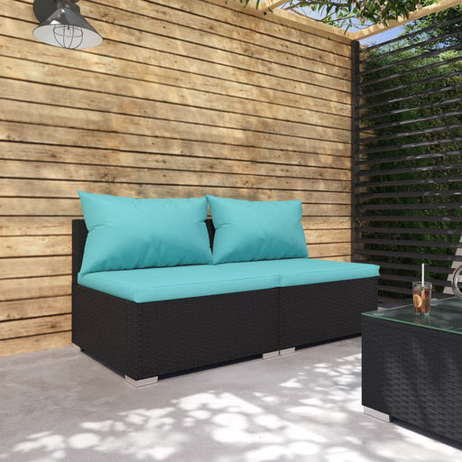 Set mobilier de grădină cu perne, 2 piese, negru, poliratan - WALTI WALTI