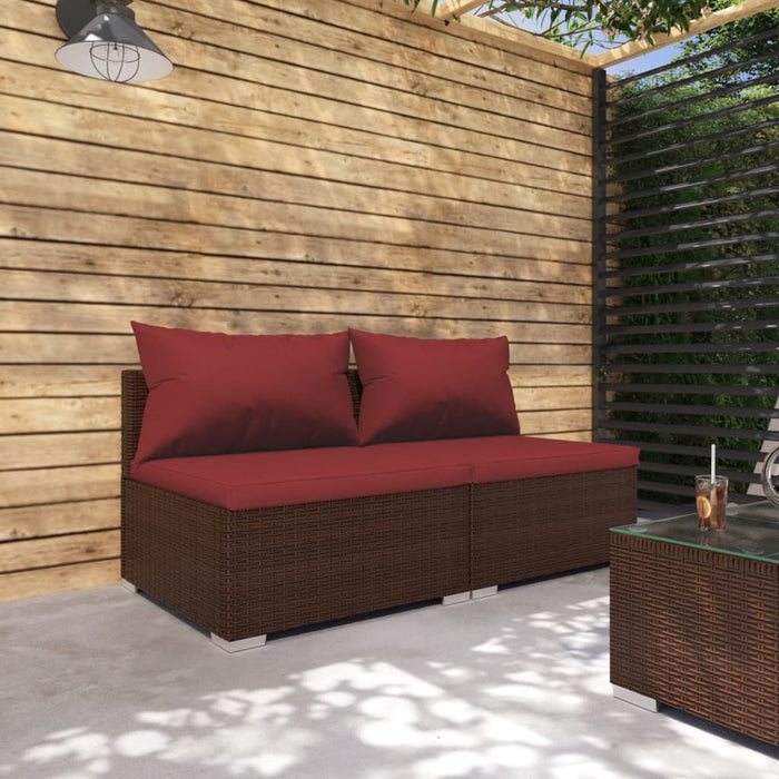 Set mobilier relaxare grădină cu perne 2 piese maro poliratan WALTI