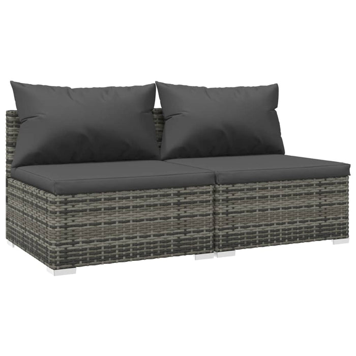 Set mobilier de grădină cu perne, 2 piese, gri, poliratan WALTI
