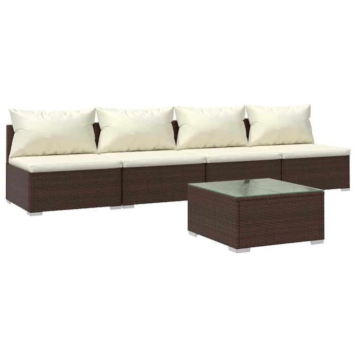 Set mobilier de grădină cu perne, 5 piese, maro, poliratan WALTI