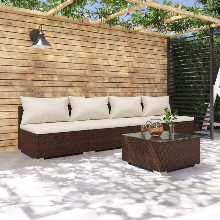 Set mobilier de grădină cu perne, 5 piese, maro, poliratan WALTI
