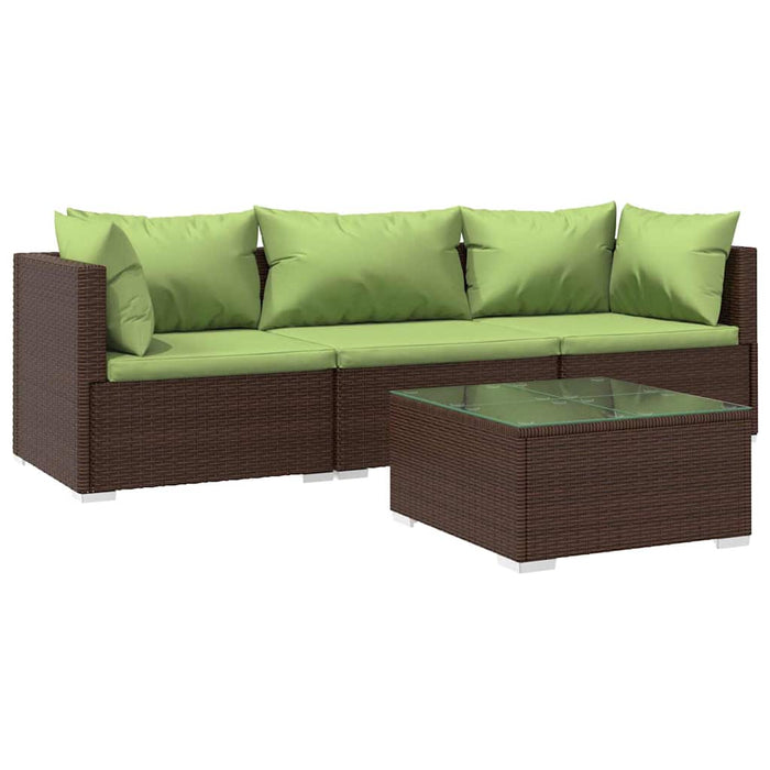Set mobilier de grădină cu perne, 4 piese, maro, poliratan WALTI