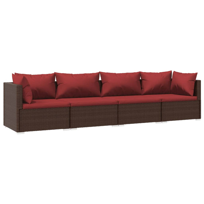 Set mobilier de grădină cu perne, 4 piese, maro, poliratan - WALTI WALTI
