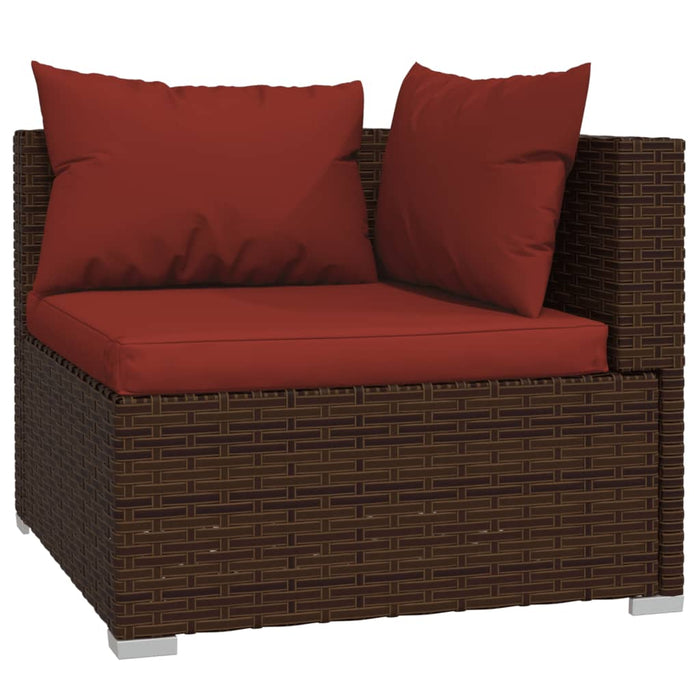Set mobilier de grădină cu perne, 4 piese, maro, poliratan - WALTI WALTI