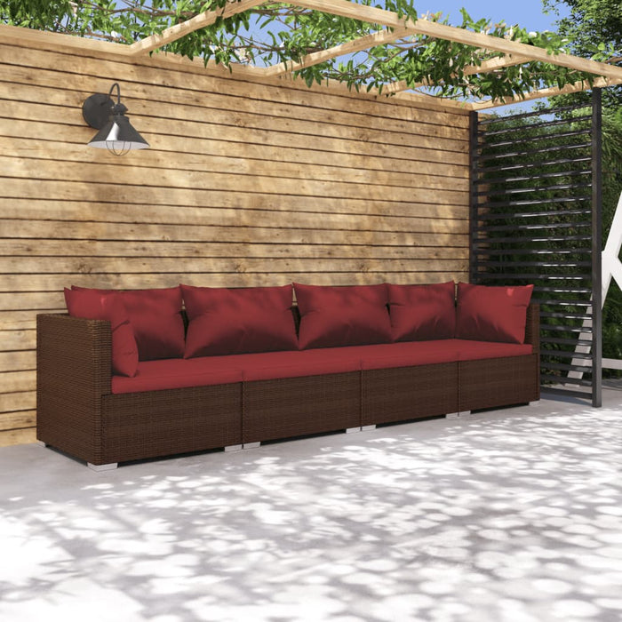 Set mobilier de grădină cu perne, 4 piese, maro, poliratan - WALTI WALTI