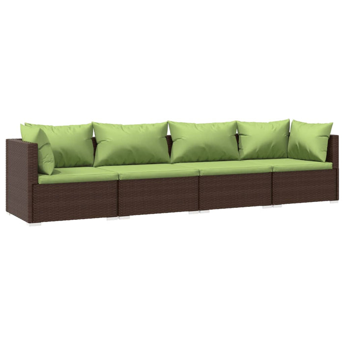 Set mobilier de grădină cu perne, 4 piese, maro, poliratan WALTI