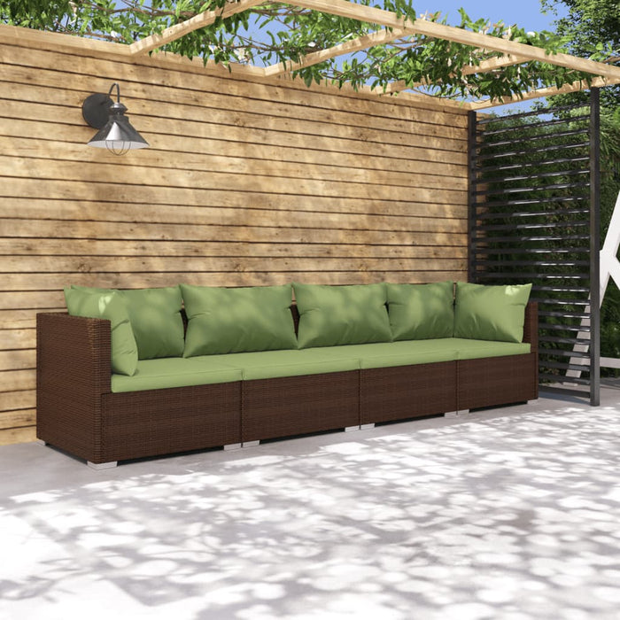 Set mobilier de grădină cu perne, 4 piese, maro, poliratan WALTI