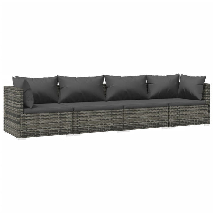 Set mobilier de grădină cu perne, 4 piese, poliratan, gri WALTI