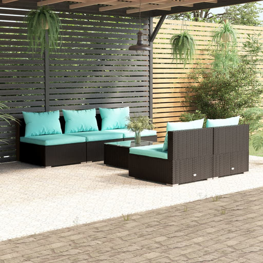 Set mobilier de grădină cu perne, 6 piese, negru, poliratan - WALTI WALTI