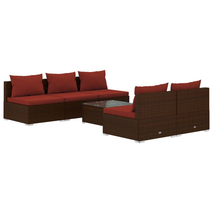 Set mobilier de grădină cu perne, 6 piese, maro, poliratan WALTI