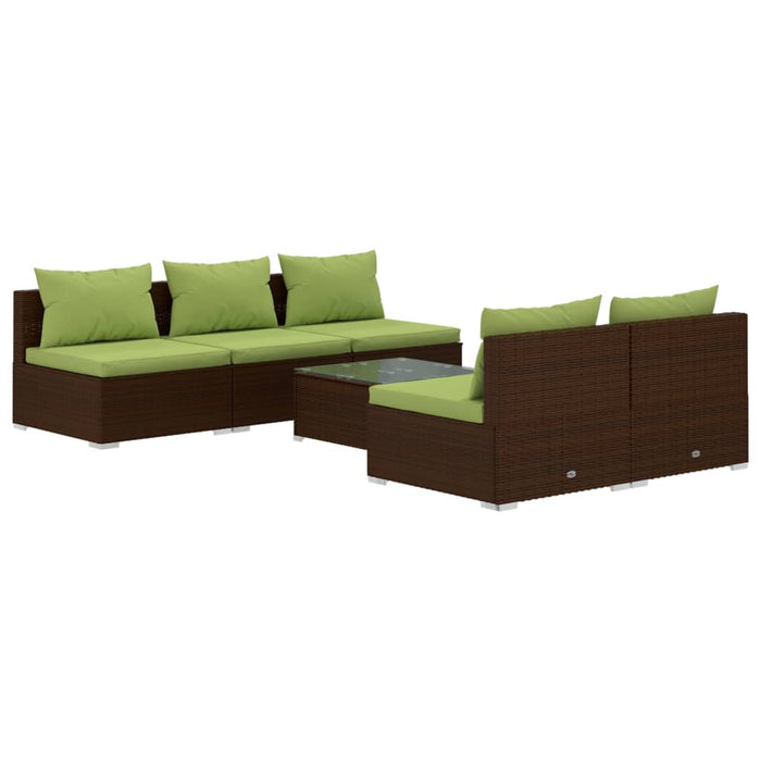 Set mobilier de grădină cu perne, 6 piese, maro, poliratan WALTI