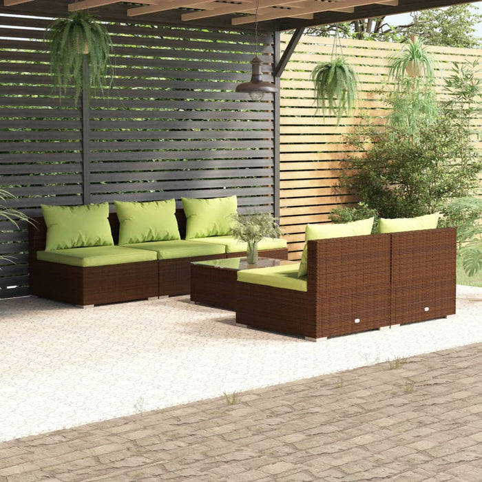 Set mobilier de grădină cu perne, 6 piese, maro, poliratan WALTI