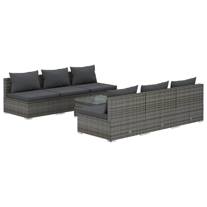 Set mobilier de grădină cu perne, 7 piese, gri, poliratan WALTI