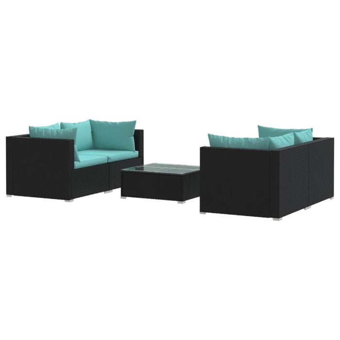 Set mobilier de grădină cu perne, 5 piese, negru, poliratan - WALTI WALTI