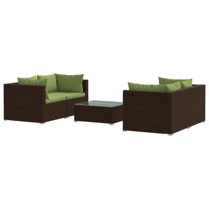 Set mobilier de grădină cu perne, 5 piese, maro, poliratan WALTI