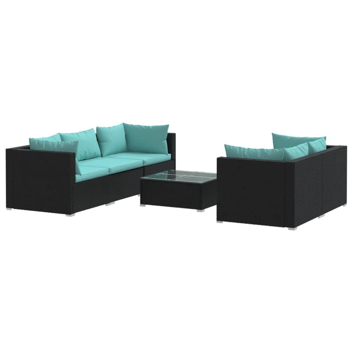 Set mobilier de grădină cu perne, 6 piese, negru, poliratan - WALTI WALTI