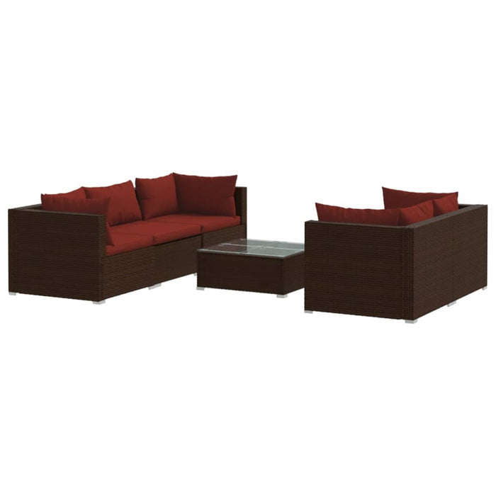 Set mobilier de grădină cu perne, 6 piese, maro, poliratan WALTI