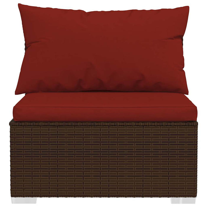 Set mobilier de grădină cu perne, 7 piese, maro, poliratan WALTI
