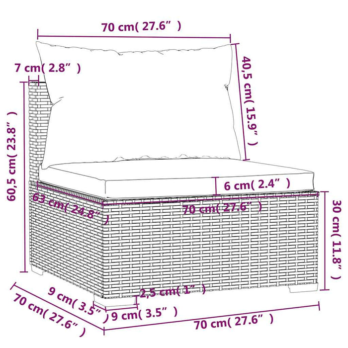 Set mobilier de grădină cu perne, 7 piese, maro, poliratan WALTI