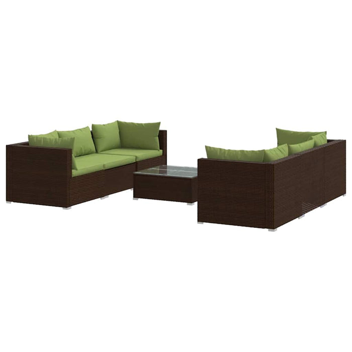 Set mobilier de grădină cu perne, 7 piese, maro, poliratan WALTI