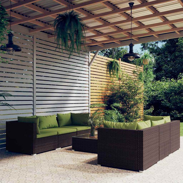 Set mobilier de grădină cu perne, 7 piese, maro, poliratan WALTI
