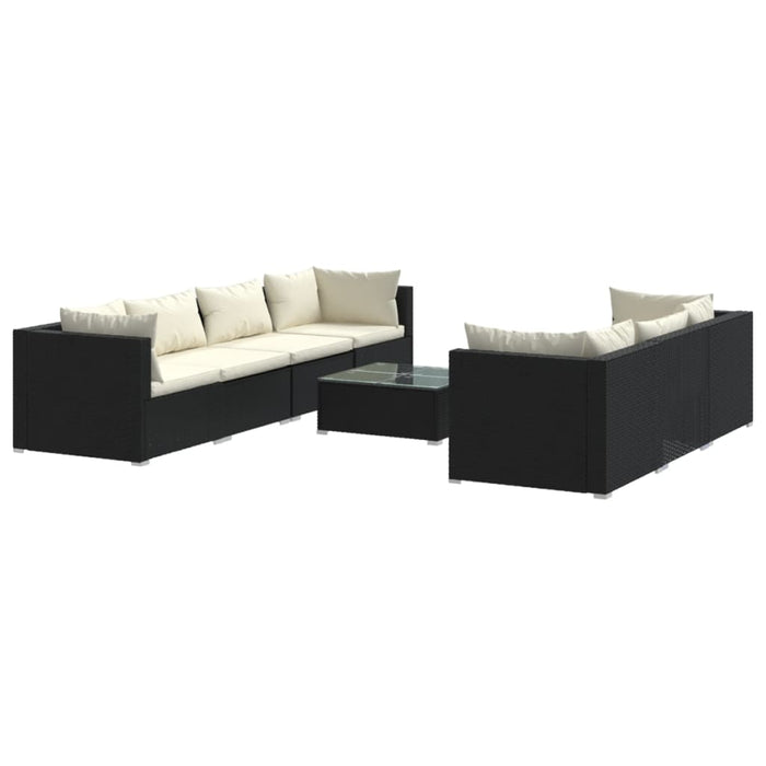 Set mobilier de grădină cu perne, 8 piese, negru, poliratan - WALTI WALTI