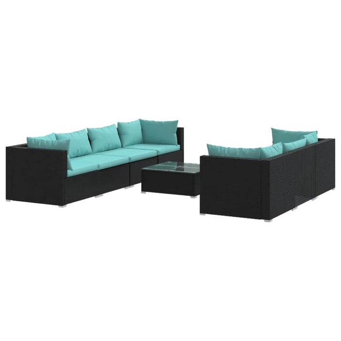 Set mobilier de grădină cu perne, 8 piese, negru, poliratan - WALTI WALTI