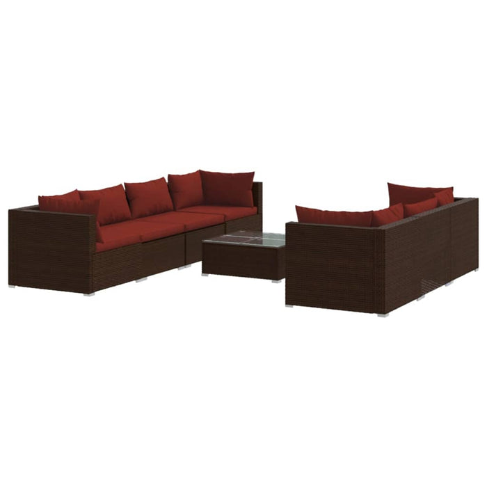 Set mobilier de grădină cu perne, 8 piese, maro, poliratan - WALTI WALTI