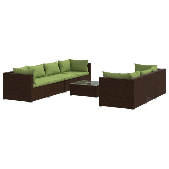 Set mobilier de grădină cu perne, 8 piese, maro, poliratan WALTI