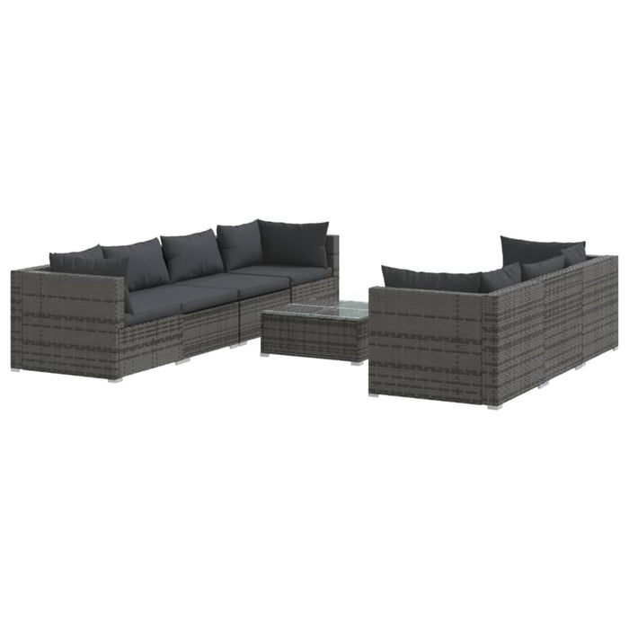Set mobilier de grădină cu perne, 8 piese, gri, poliratan - WALTI WALTI