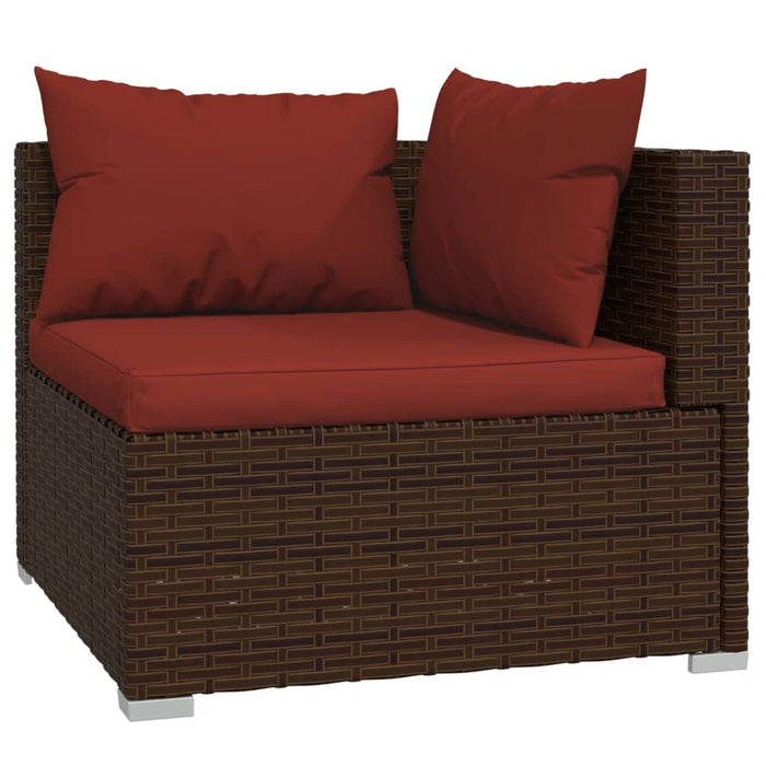 Set mobilier de grădină cu perne, 9 piese, maro, poliratan WALTI