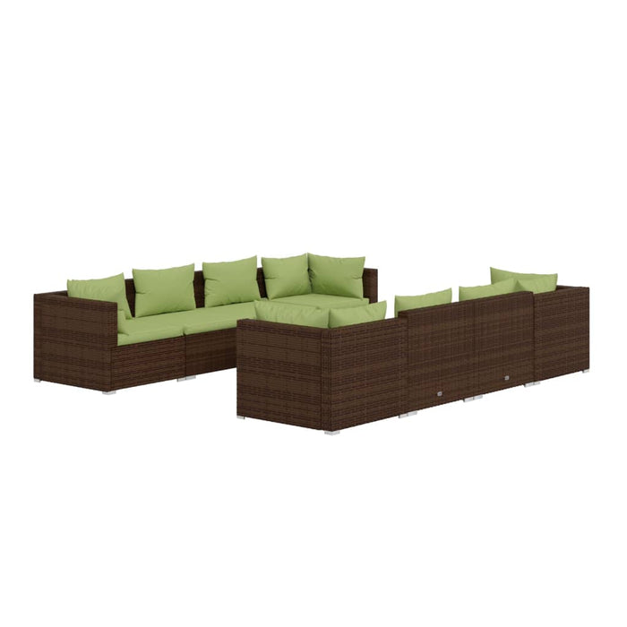 Set mobilier de grădină cu perne, 9 piese, maro, poliratan - WALTI WALTI