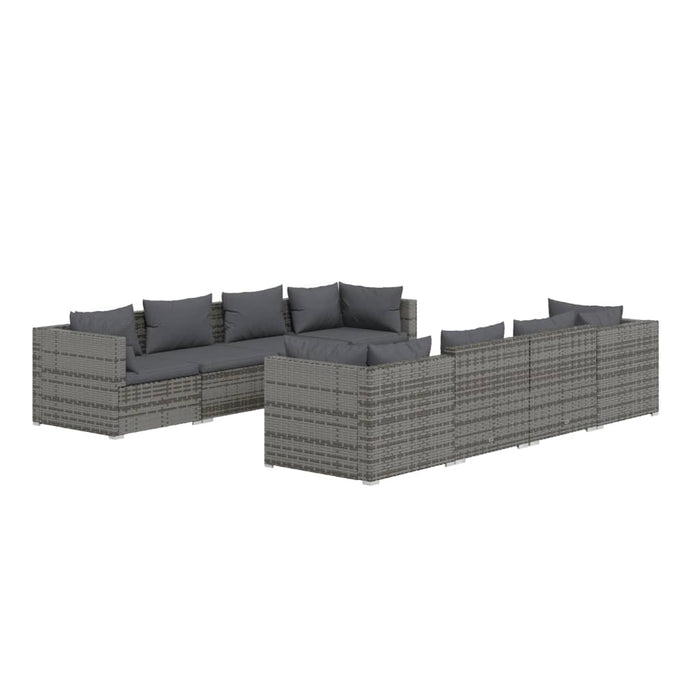 Set mobilier de grădină cu perne, 9 piese, gri, poliratan WALTI