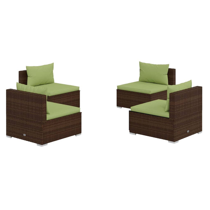 Set mobilier de grădină cu perne, 4 piese, maro, poliratan WALTI
