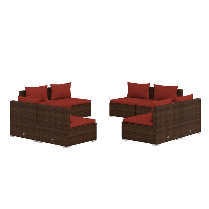 Set mobilier de grădină cu perne, 8 piese, maro, poliratan WALTI
