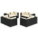 Set mobilier de grădină cu perne, 8 piese, negru, poliratan - WALTI WALTI